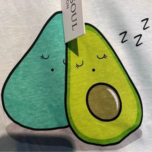 NWT Brave Soul Ava Good Sleep Pajamas 2 piece long sleeve funny novelty avocado - Picture 5 of 7